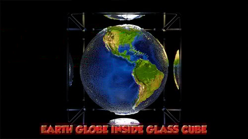 Erdkugel im Glaswürfel