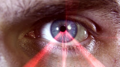 Futuristic Laser Eye Scan Biometric Identification