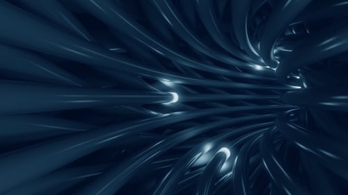 Futuristic Glowing Blue Cables Tunnel Flythrough