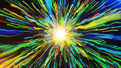 Vibrant Radial Particle Explosion Loop with Colorful Light Streaks