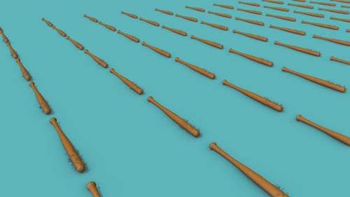 A Lot Of Baseball Bat With Nails In A Row 4k