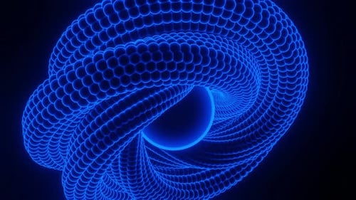 Abstract Blue Glowing Spheres Twisting Loop Background