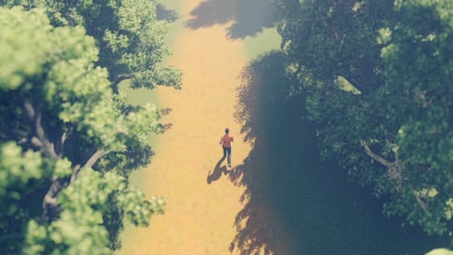 Man Running In Forest