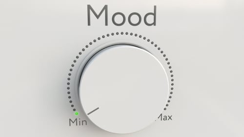 Turning White Hi-tech Knob with Mood Inscription From Minimum To Maximum