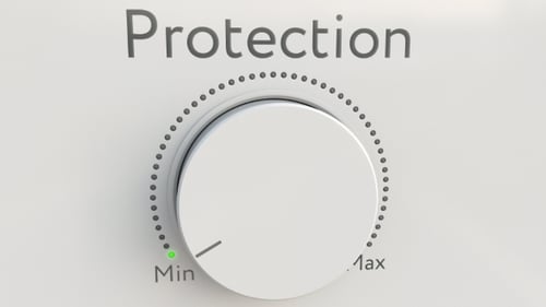Turning White Hi-tech Knob with Protection Inscription From Minimum To Maximum