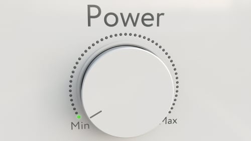 Turning White Hi-tech Knob with Power Inscription From Minimum To Maximum
