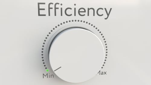 Turning White Hi-tech Knob with Efficiency Inscription From Minimum To Maximum