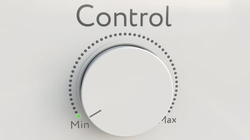 Turning White Hi-tech Knob with Control Inscription From Minimum To Maximum