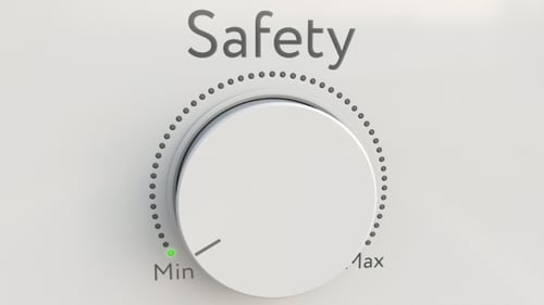 Turning White Hi-tech Knob with Safety Inscription From Minimum To Maximum
