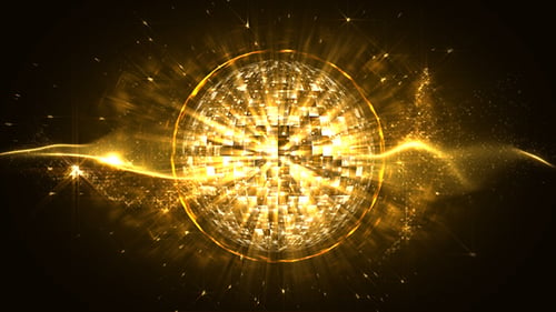 Abstrakte goldene VJ Sphere Glitzer-Hintergrund