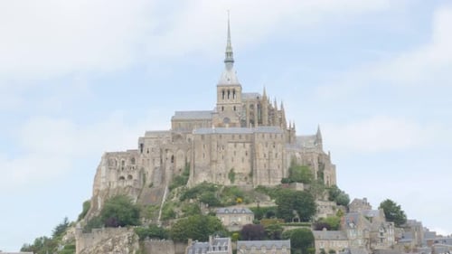 Mont Saint Michel island and cathedral in Normandy France 4K 3840X2160 UHD video - Mt Saint Michel