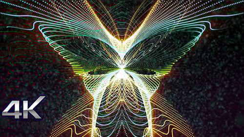 Abstract Futuristic Particle Butterfly Shape Background Loop