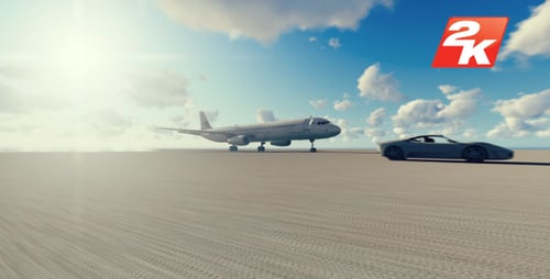 Course d'avions et de voitures de jour