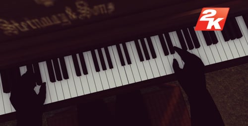 Silhouetted Hands Play Grand Piano Music Animation