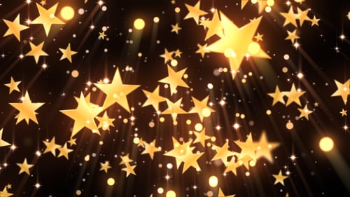 Golden Shimmering Stars and Light Rays Particles Background Loop