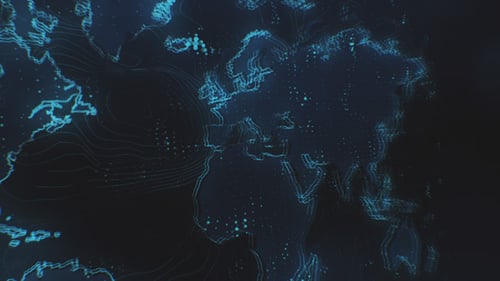 Digital World Map Global Network Glitch Logo Reveal