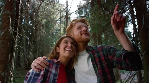 Couple Hugging in Fairytale Forest