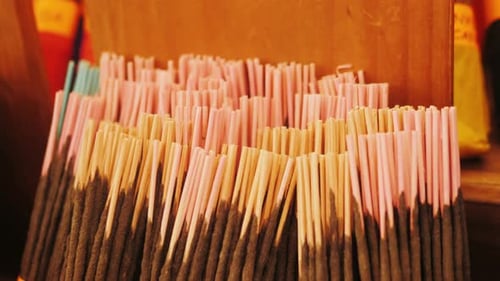 Bundled Aromatic Incense Sticks in Close-Up Still Shot