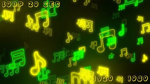 Flowing Neon Music Notes Particle Background Loop
