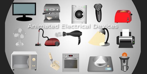 Animated Household Electrical Devices Icon Set