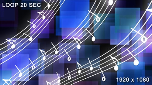 Animated Musical Notes with Abstract Geometric Background Loop
