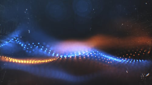 Abstract Glowing Digital Particle Waves Background Loop