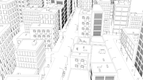 Über Drawing City auf Weiß fliegen