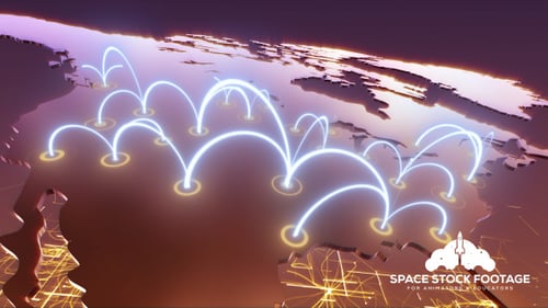 Animated Map Showing Global Network Data Connections