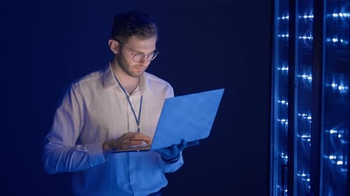 Male Server Engineer in Data Center