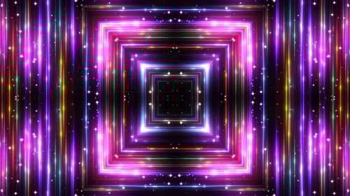 Vibrant Neon Square Tunnel Light Loop