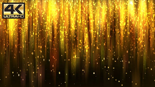 abstrakte goldene quadratische Partikel Glitzer Regen Hintergrund 4K