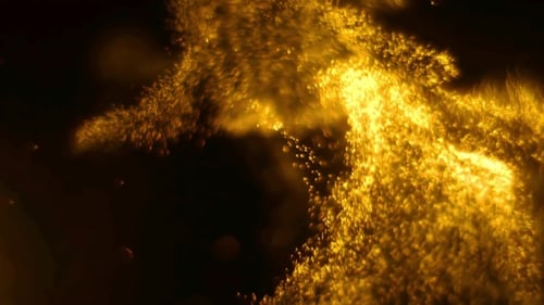 Abstract Golden Particles Fluid Motion Background