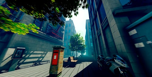 Rua da cidade com árvores