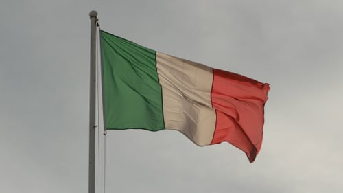 Italian Flag Blowing in the Wind