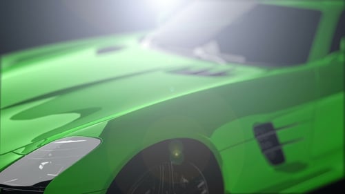 Sleek Futuristic Green Sports Car 3D Animation