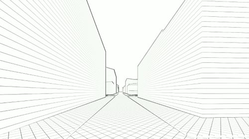 3D skizzierte Stadt auf Weiß