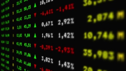 Colorful Stock Market Board Moving Up, Animation