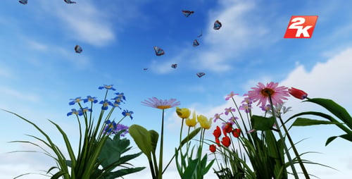 Schmetterling und Blumen