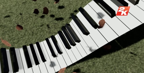Animated Piano and Guitar with Falling Leaves in Nature