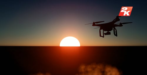Sunset Drone Silhouette