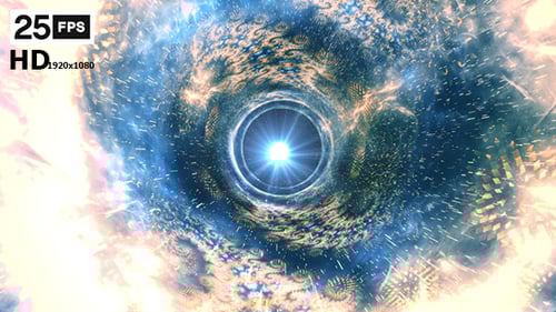 Dynamic Futuristic Cosmic Tunnel Journey With Glowing Light