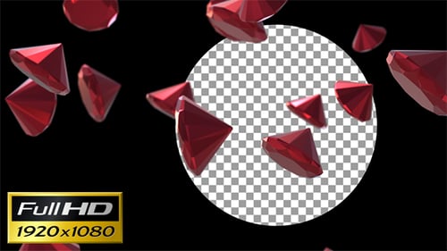 Floating Red Gems Alpha Channel Motion Loop Background