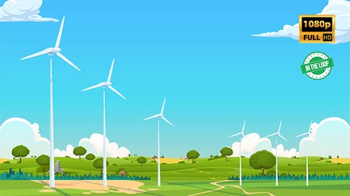 Fondo de dibujos animados de turbina eólica