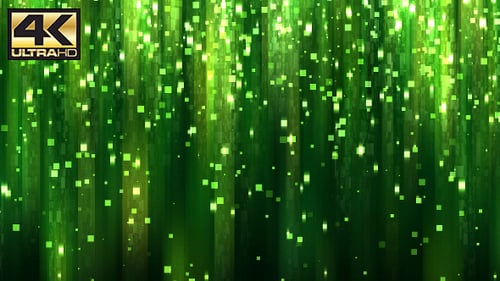 abstrakte grüne quadratische Partikel Glitzer Regen Hintergrund 4K