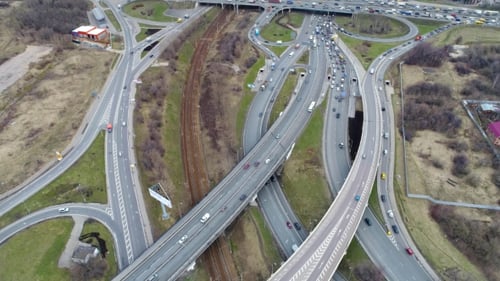 Aerial View of a Freeway Intersection