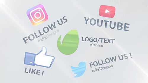 Clean Social Media Icons and Modern Logo Reveals