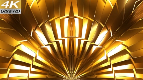 Golden Expanding Geometric Radial Pattern Loop Background