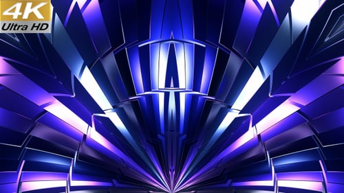 Futuristic Geometric Abstract Background with Glowing Purple and Blue Lights