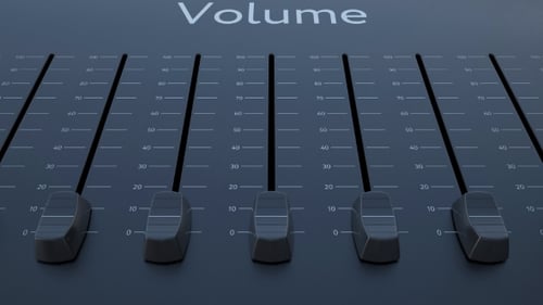 Animated Volume Faders on Digital Audio Mixer