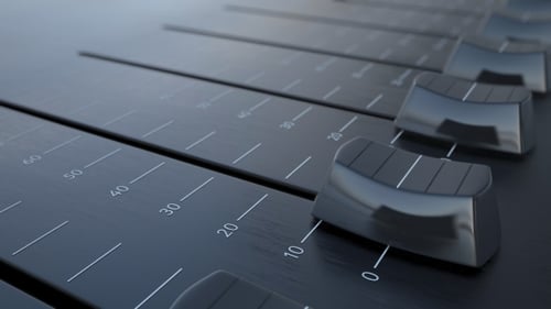 Animated Audio Mixer Faders Moving Up and Down